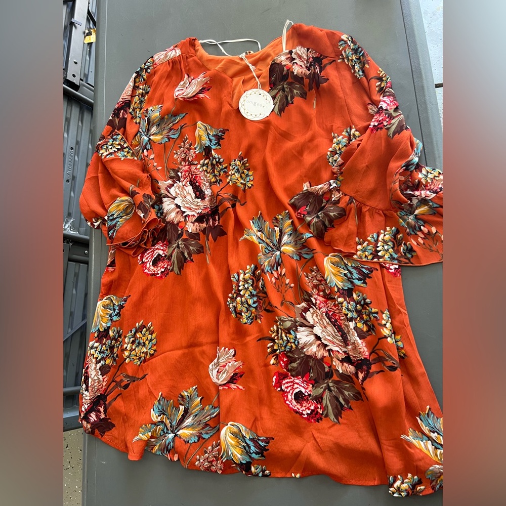 NWT Umgee Floral Orange Women's Dress
